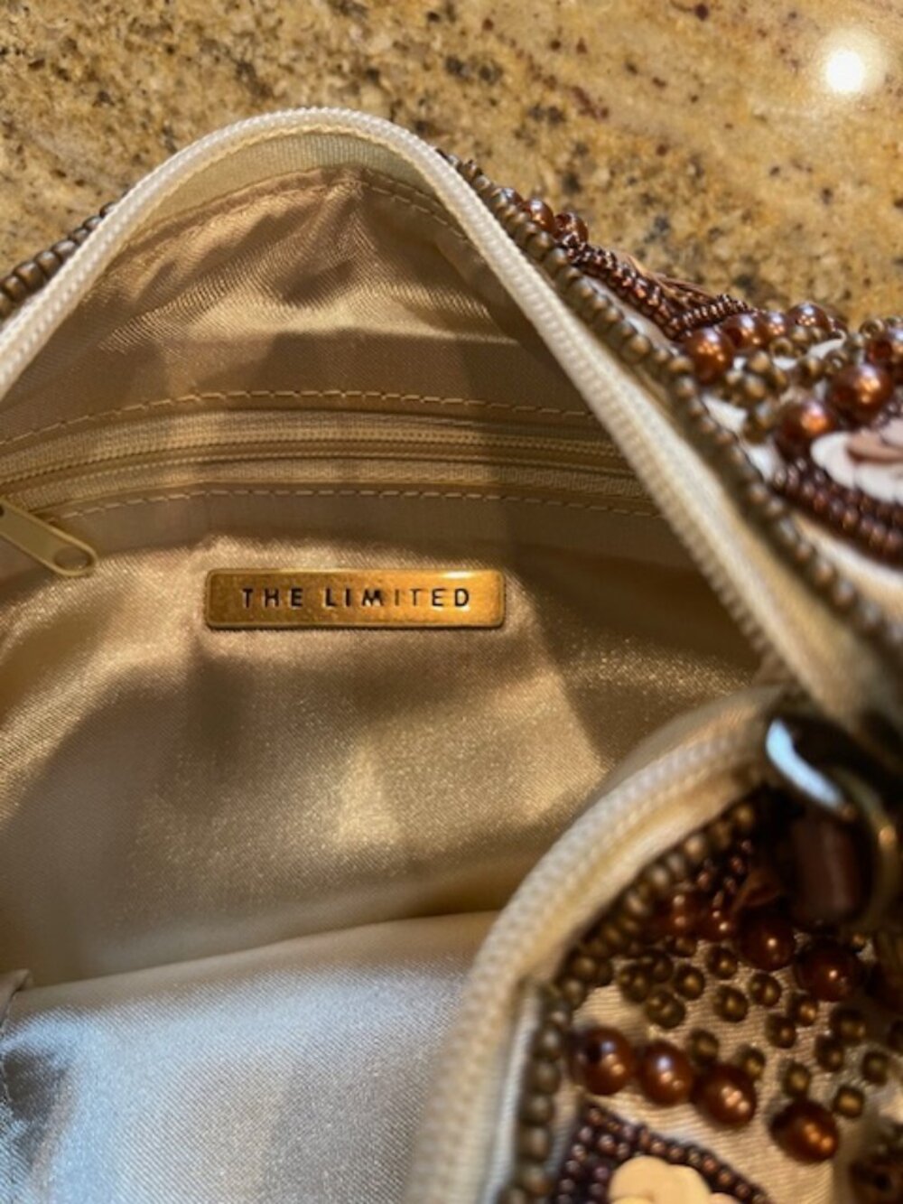 Vintage The Limited Shoulder Strap Beaded Purse Espresso Gold Colors Boho - Picture 6 of 15